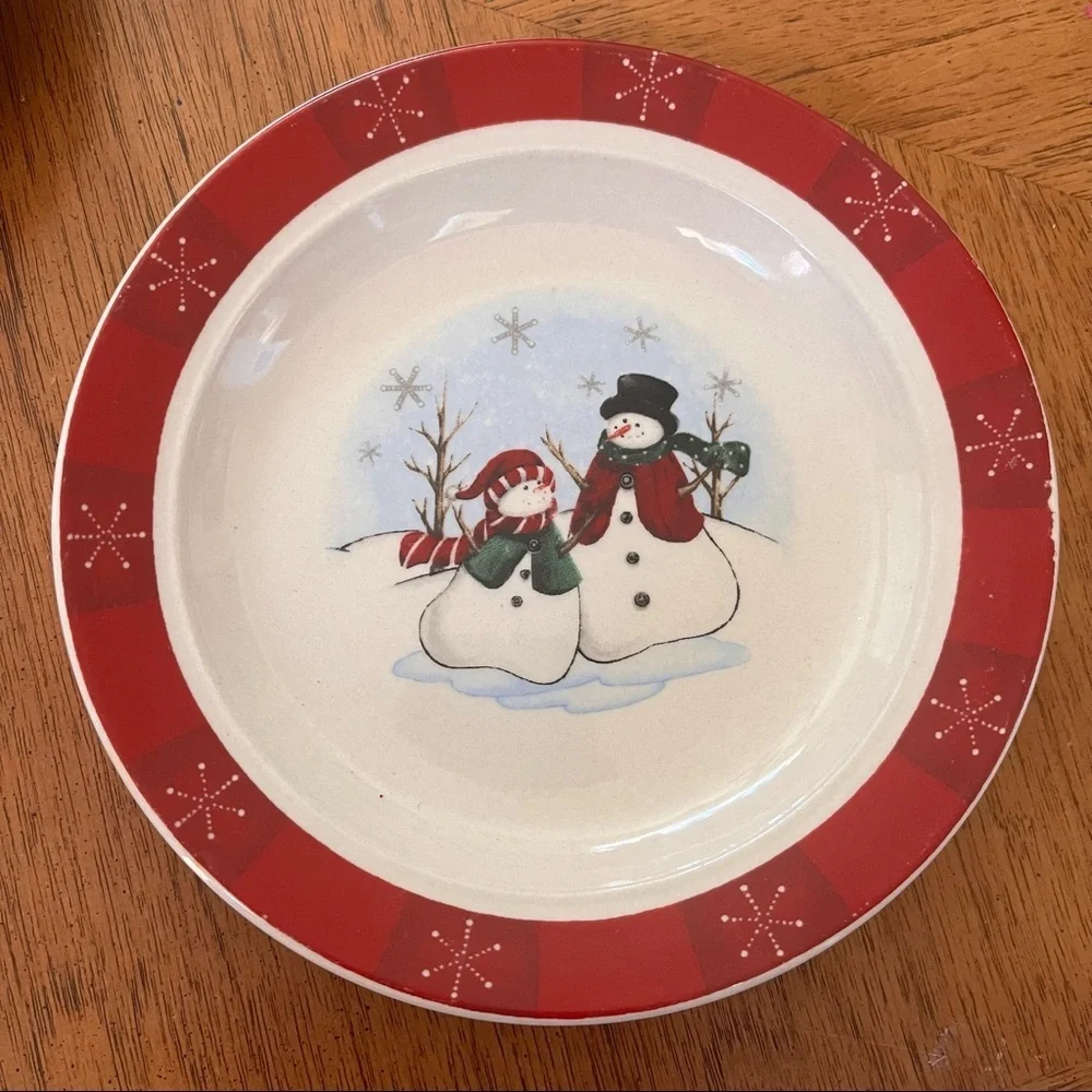Vintage set of 4 four royal seasons snowman appetizer plates discontinued